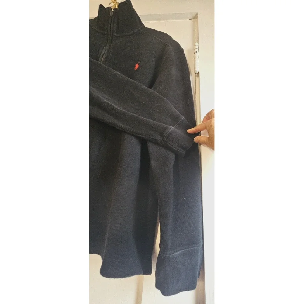Polo by Ralph‎ Lauren men's L 100% cotton 1/4 zip pullover red pony black